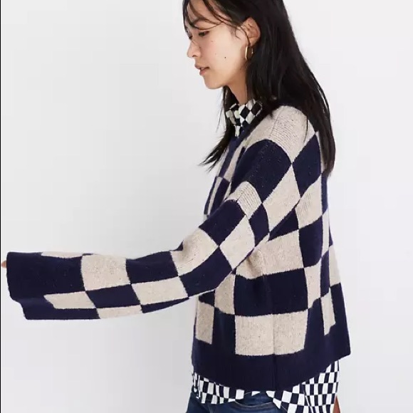 Madewell Cardiff Checkerboard Crewneck Sweater - Picture 2 of 6